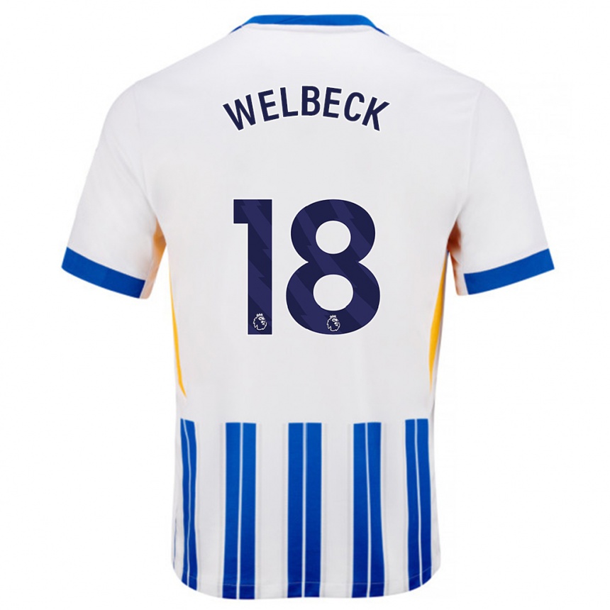 Niño Fútbol Camiseta Danny Welbeck #18 Blanco Azul Rayas 1ª Equipación 2024/25 Argentina