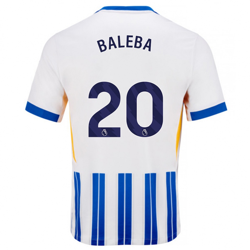 Niño Fútbol Camiseta Carlos Baleba #20 Blanco Azul Rayas 1ª Equipación 2024/25 Argentina