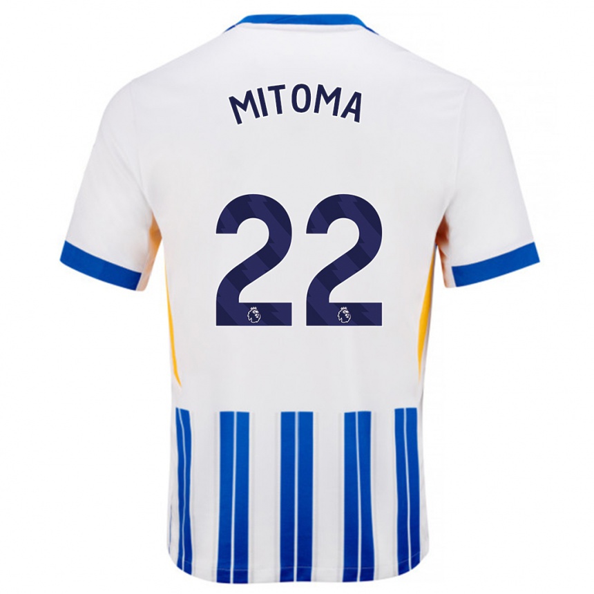 Niño Fútbol Camiseta Kaoru Mitoma #22 Blanco Azul Rayas 1ª Equipación 2024/25 Argentina