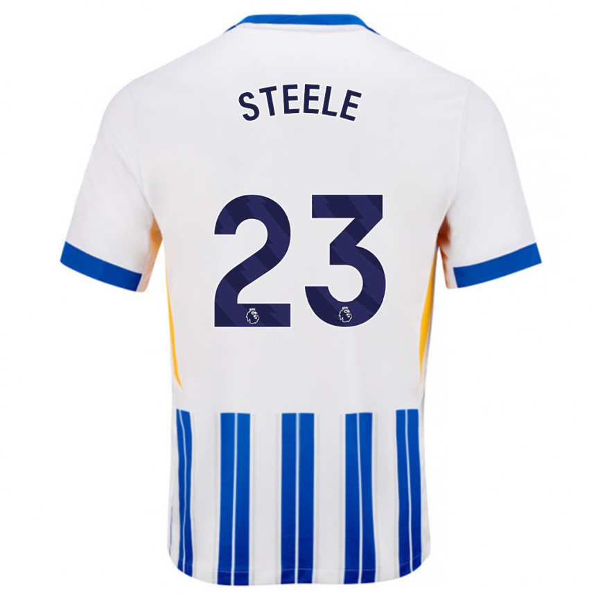 Niño Fútbol Camiseta Jason Steele #23 Blanco Azul Rayas 1ª Equipación 2024/25 Argentina