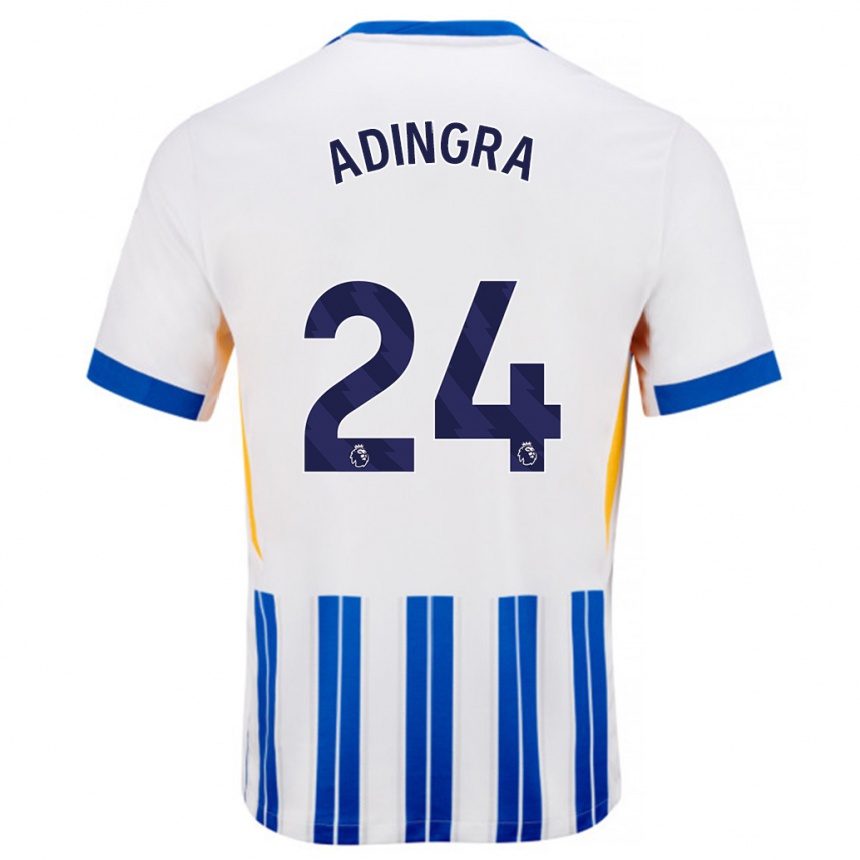 Niño Fútbol Camiseta Simon Adingra #24 Blanco Azul Rayas 1ª Equipación 2024/25 Argentina