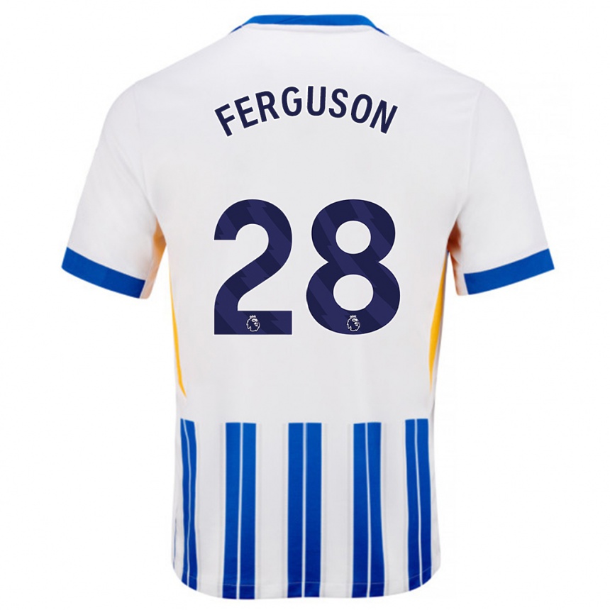 Niño Fútbol Camiseta Evan Ferguson #28 Blanco Azul Rayas 1ª Equipación 2024/25 Argentina