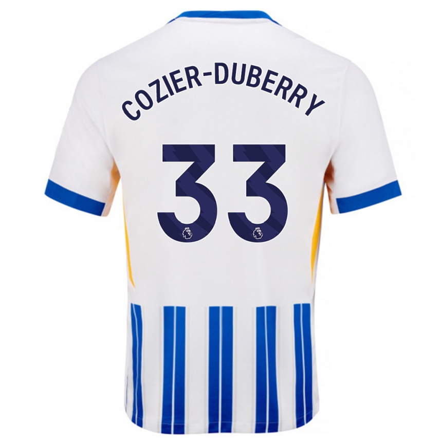 Niño Fútbol Camiseta Amario Cozier-Duberry #33 Blanco Azul Rayas 1ª Equipación 2024/25 Argentina