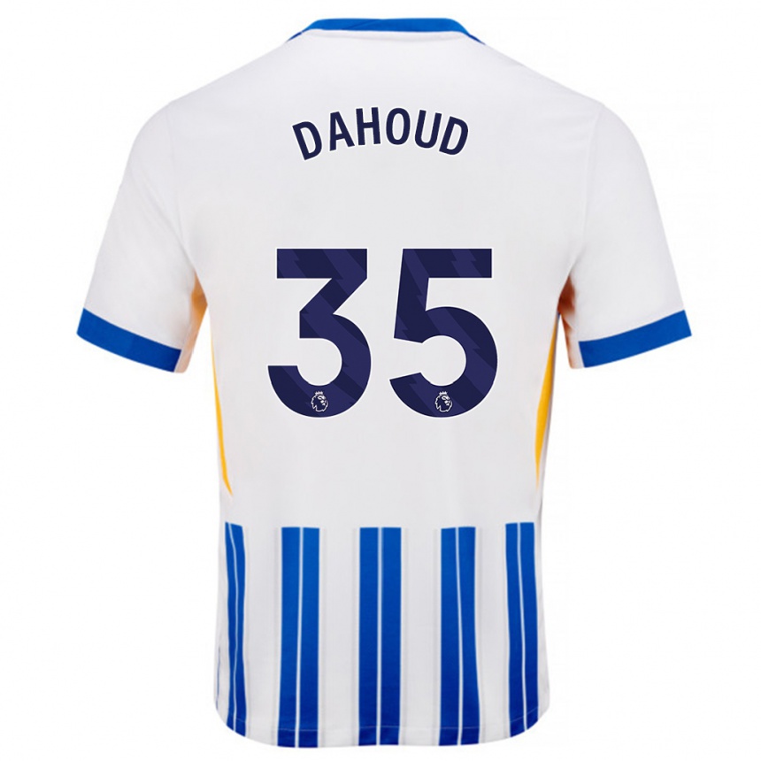 Niño Fútbol Camiseta Mahmoud Dahoud #35 Blanco Azul Rayas 1ª Equipación 2024/25 Argentina