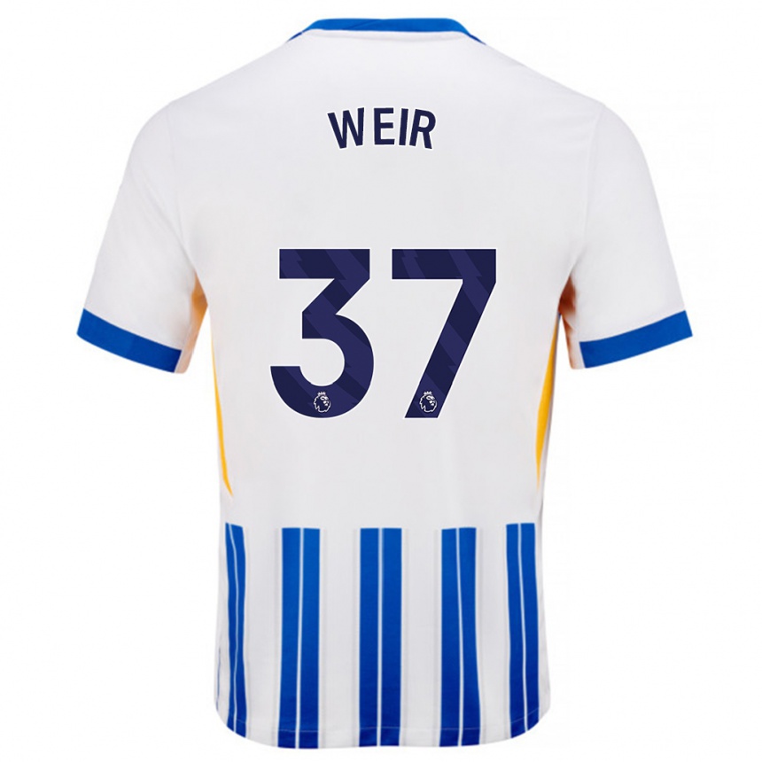 Niño Fútbol Camiseta Jensen Weir #37 Blanco Azul Rayas 1ª Equipación 2024/25 Argentina