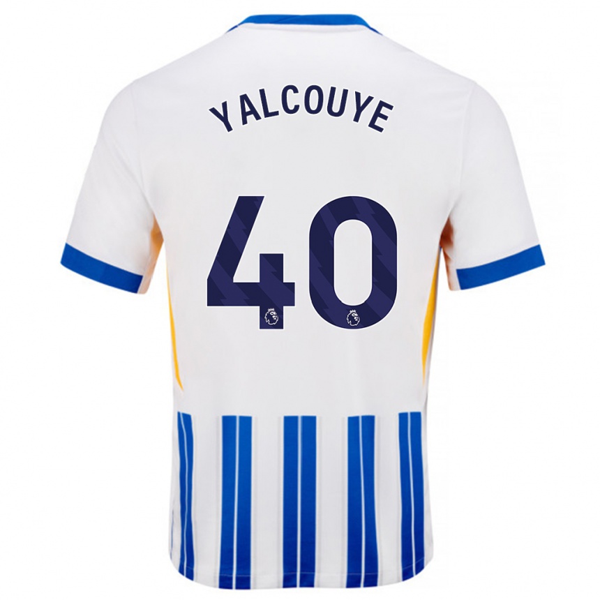 Niño Fútbol Camiseta Malick Junior Yalcouyé #40 Blanco Azul Rayas 1ª Equipación 2024/25 Argentina