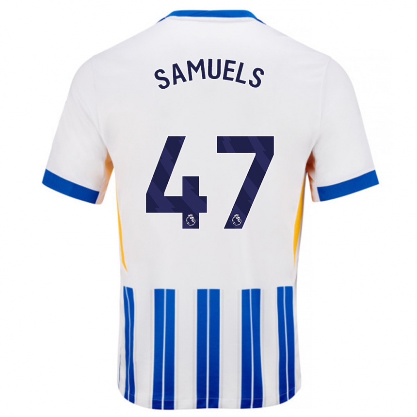 Niño Fútbol Camiseta Imari Samuels #47 Blanco Azul Rayas 1ª Equipación 2024/25 Argentina