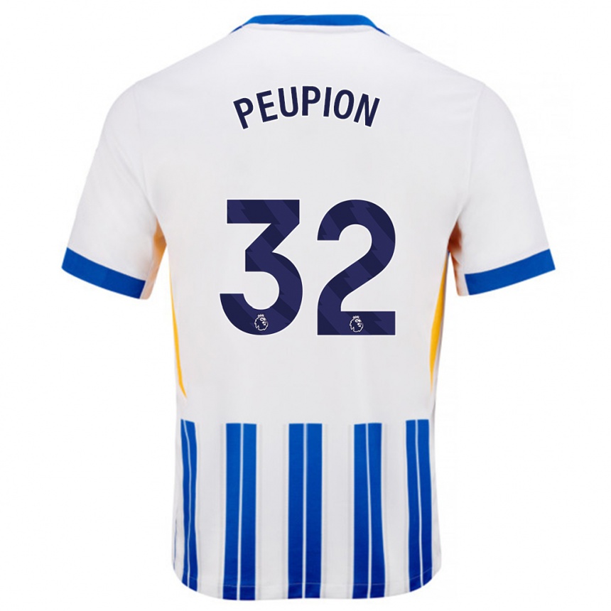 Niño Fútbol Camiseta Cameron Peupion #32 Blanco Azul Rayas 1ª Equipación 2024/25 Argentina