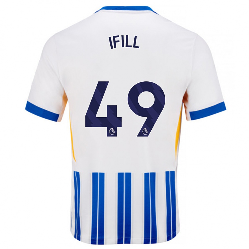 Niño Fútbol Camiseta Marcus Ifill #49 Blanco Azul Rayas 1ª Equipación 2024/25 Argentina