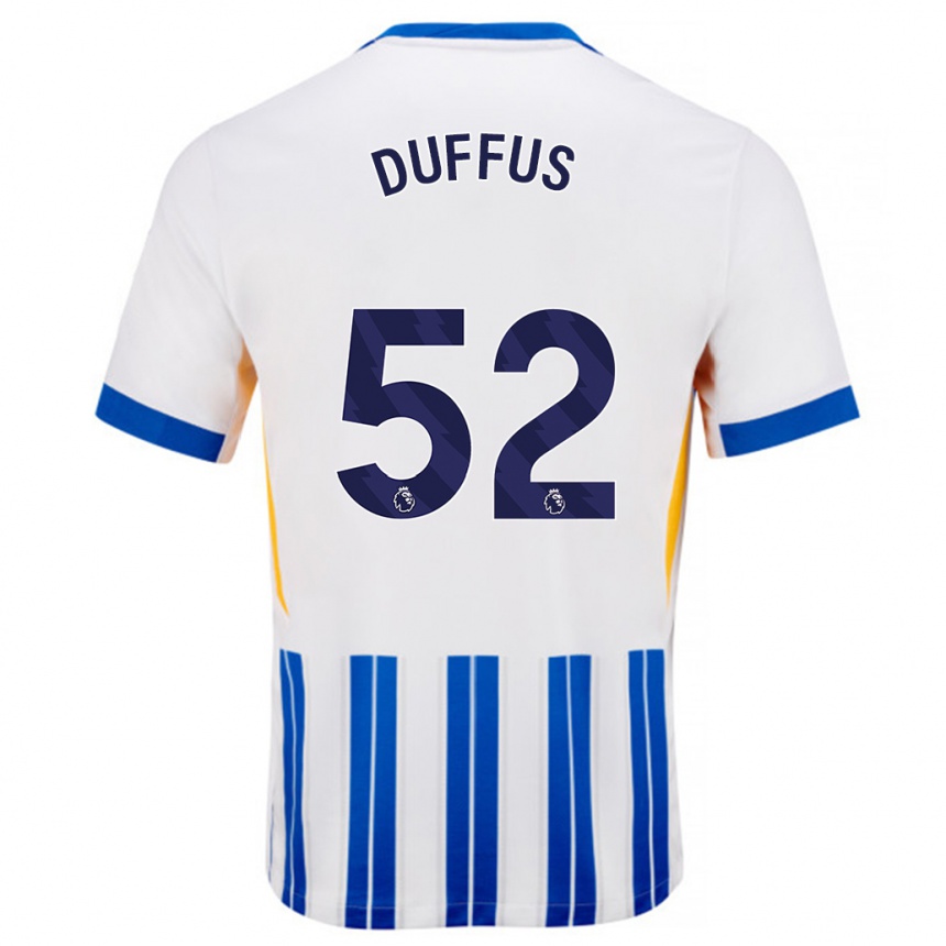 Niño Fútbol Camiseta Josh Duffus #52 Blanco Azul Rayas 1ª Equipación 2024/25 Argentina