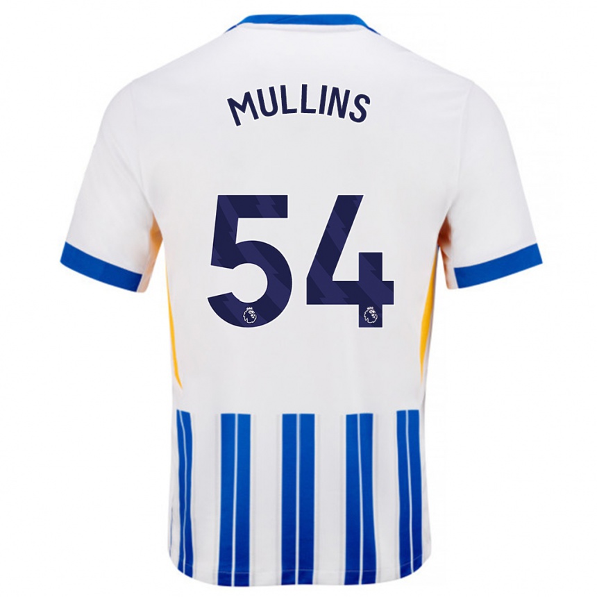 Niño Fútbol Camiseta Jamie Mullins #54 Blanco Azul Rayas 1ª Equipación 2024/25 Argentina