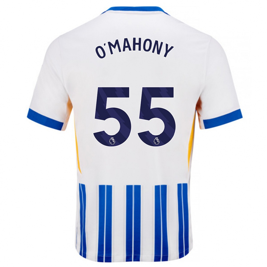 Niño Fútbol Camiseta Mark O'mahony #55 Blanco Azul Rayas 1ª Equipación 2024/25 Argentina