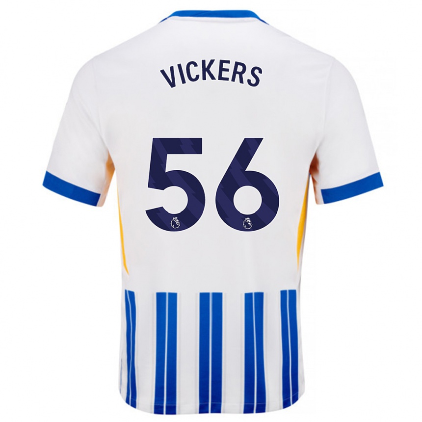 Niño Fútbol Camiseta Caylan Vickers #56 Blanco Azul Rayas 1ª Equipación 2024/25 Argentina