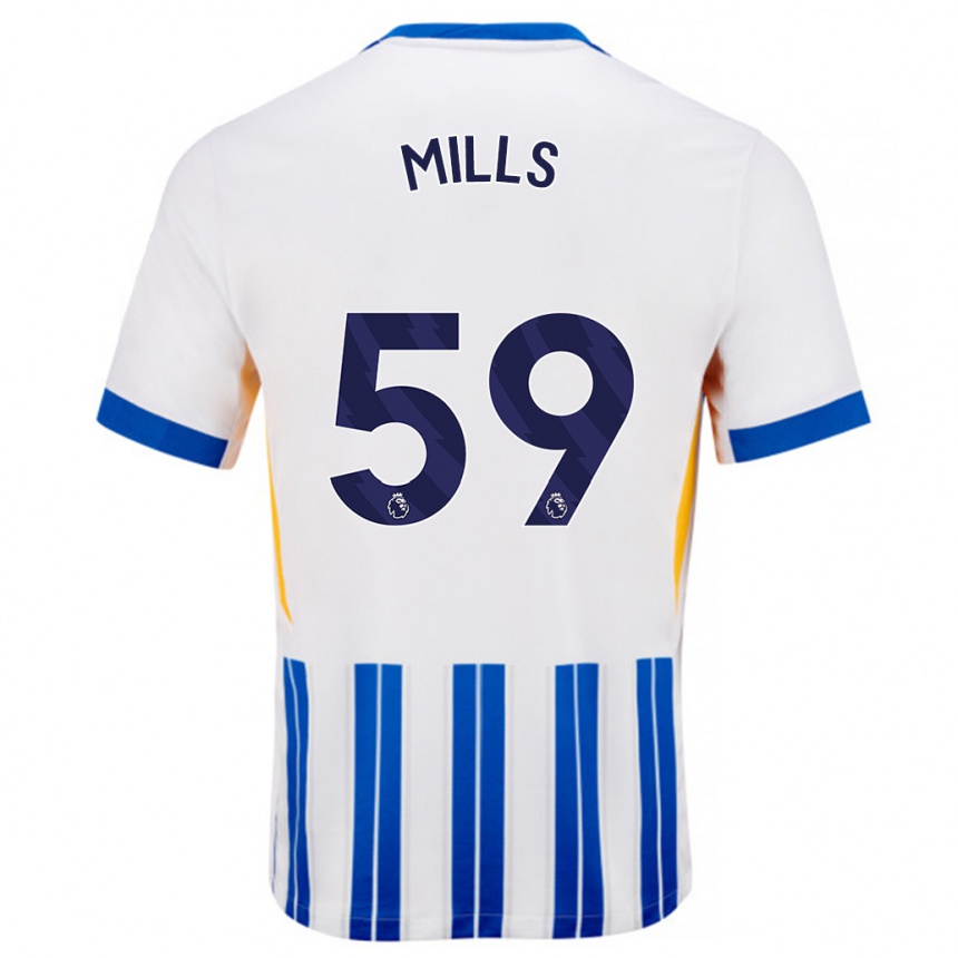 Niño Fútbol Camiseta Harry Mills #59 Blanco Azul Rayas 1ª Equipación 2024/25 Argentina