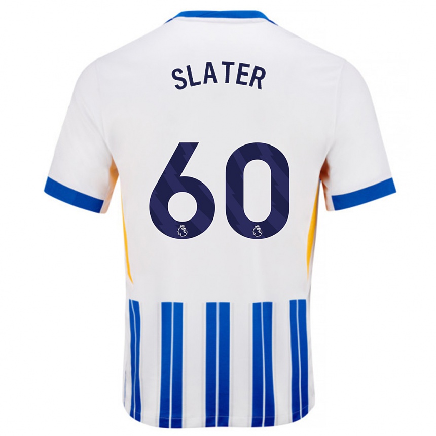 Niño Fútbol Camiseta Jacob Slater #60 Blanco Azul Rayas 1ª Equipación 2024/25 Argentina