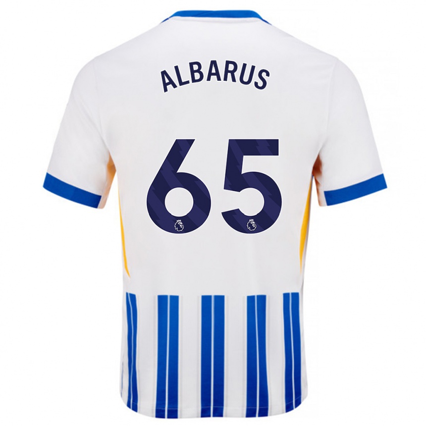 Niño Fútbol Camiseta Zane Albarus #65 Blanco Azul Rayas 1ª Equipación 2024/25 Argentina