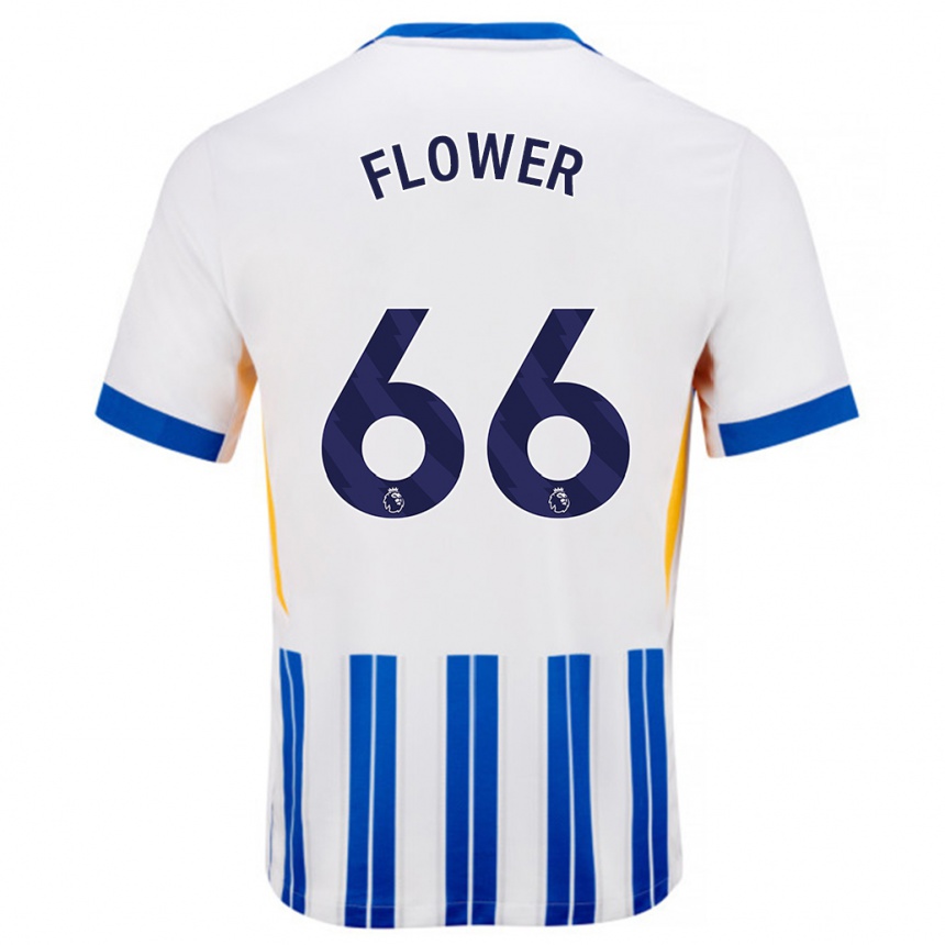 Niño Fútbol Camiseta Louis Flower #66 Blanco Azul Rayas 1ª Equipación 2024/25 Argentina