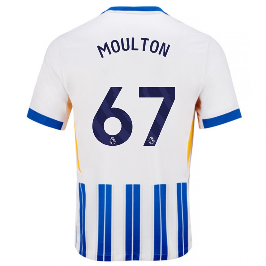 Niño Fútbol Camiseta Remeiro Moulton #67 Blanco Azul Rayas 1ª Equipación 2024/25 Argentina