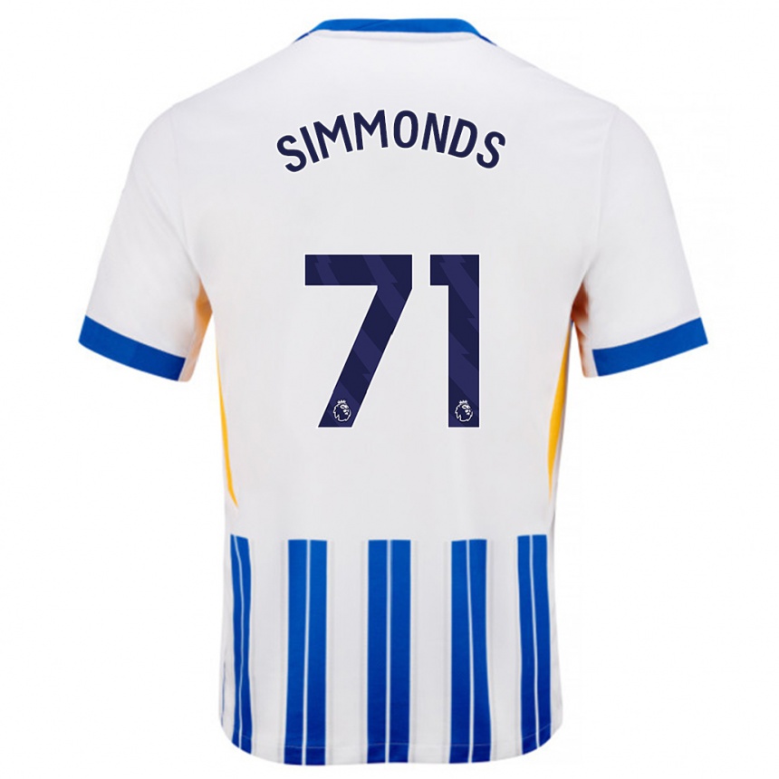 Niño Fútbol Camiseta Freddie Simmonds #71 Blanco Azul Rayas 1ª Equipación 2024/25 Argentina