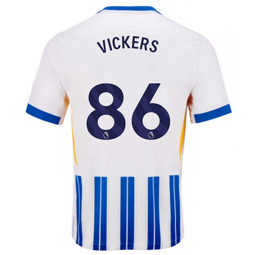 Niño Fútbol Camiseta Jacob Vickers #86 Blanco Azul Rayas 1ª Equipación 2024/25 Argentina