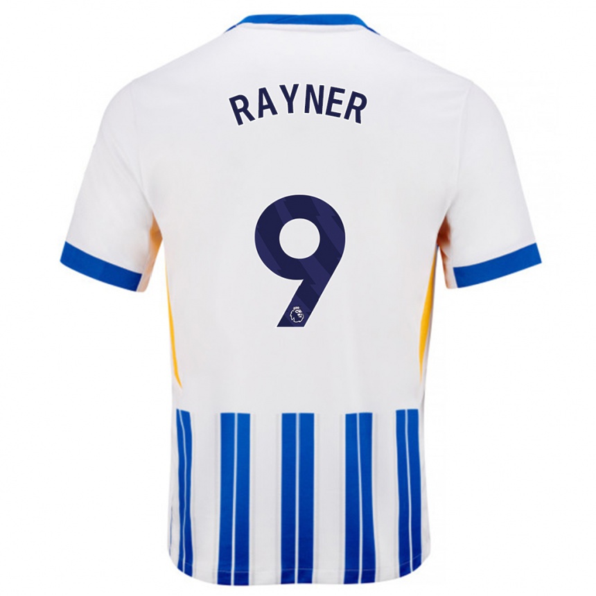 Niño Fútbol Camiseta Rebecca Rayner #9 Blanco Azul Rayas 1ª Equipación 2024/25 Argentina