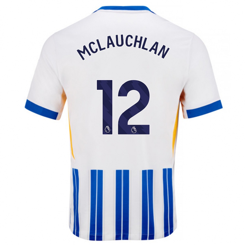 Niño Fútbol Camiseta Rachel Mclauchlan #12 Blanco Azul Rayas 1ª Equipación 2024/25 Argentina