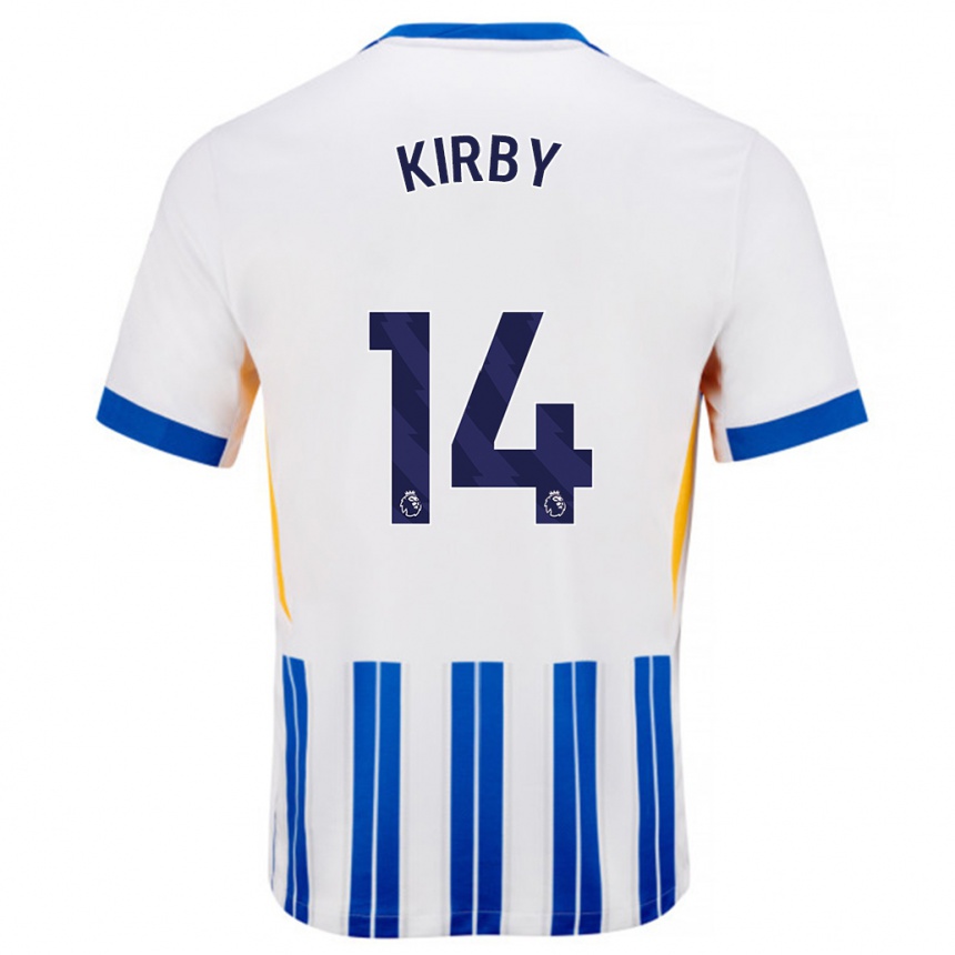 Niño Fútbol Camiseta Fran Kirby #14 Blanco Azul Rayas 1ª Equipación 2024/25 Argentina