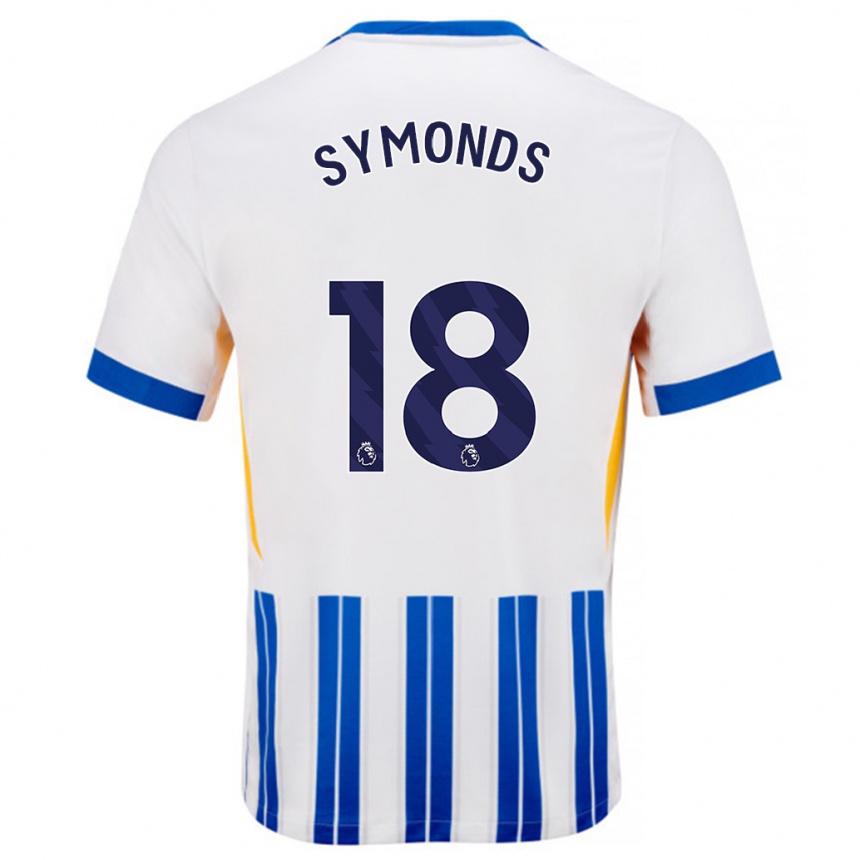 Niño Fútbol Camiseta Maisie Symonds #18 Blanco Azul Rayas 1ª Equipación 2024/25 Argentina