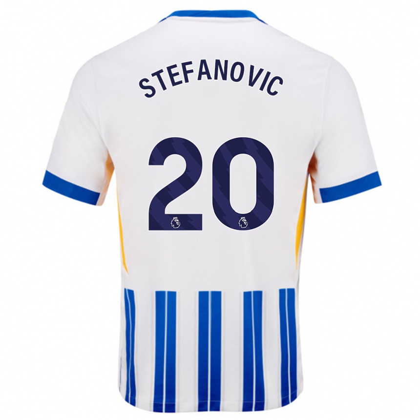 Niño Fútbol Camiseta Dejana Stefanović #20 Blanco Azul Rayas 1ª Equipación 2024/25 Argentina