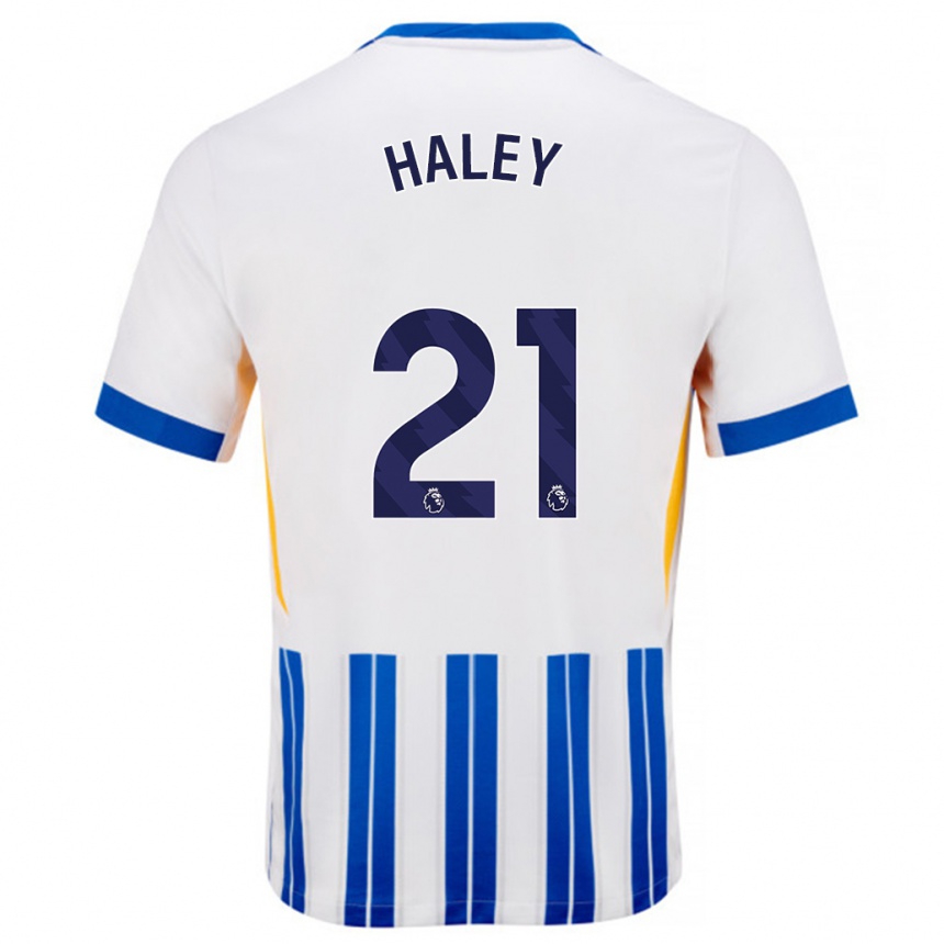 Niño Fútbol Camiseta Madison Haley #21 Blanco Azul Rayas 1ª Equipación 2024/25 Argentina