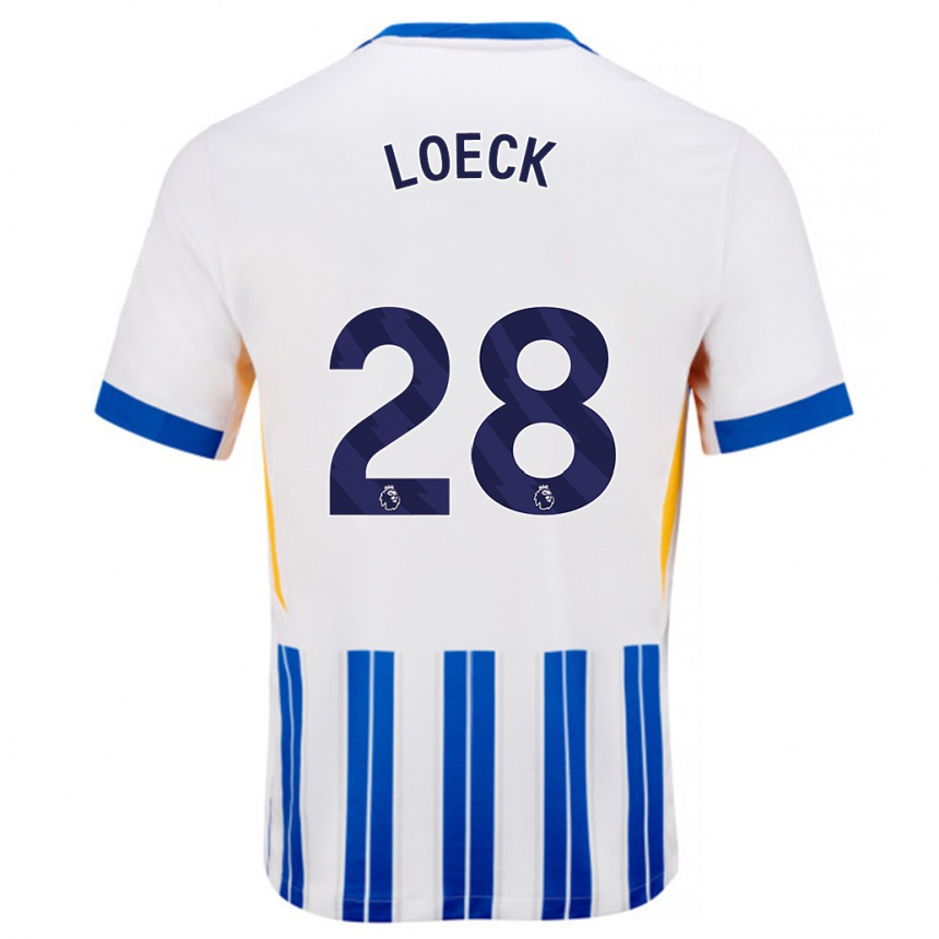 Niño Fútbol Camiseta Melina Loeck #28 Blanco Azul Rayas 1ª Equipación 2024/25 Argentina