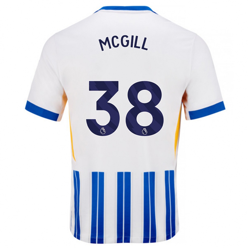 Niño Fútbol Camiseta Tom Mcgill #38 Blanco Azul Rayas 1ª Equipación 2024/25 Argentina