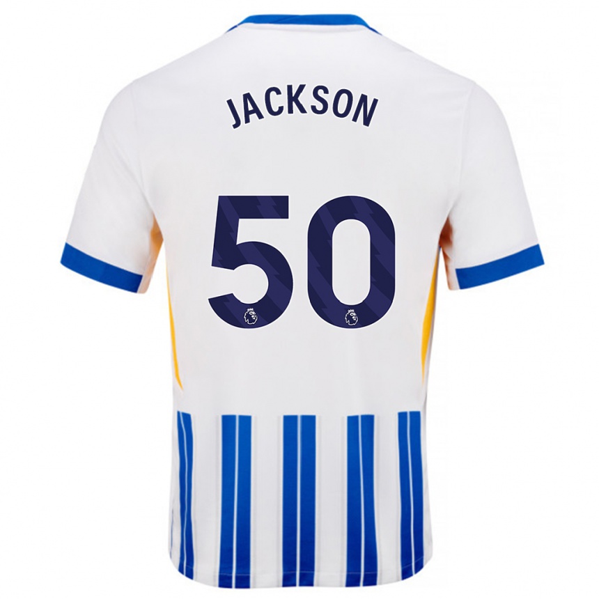 Niño Fútbol Camiseta Ben Jackson #50 Blanco Azul Rayas 1ª Equipación 2024/25 Argentina