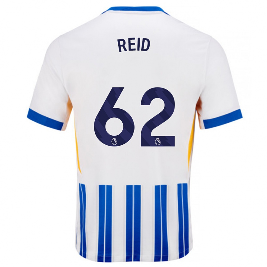 Niño Fútbol Camiseta Tommy Reid #62 Blanco Azul Rayas 1ª Equipación 2024/25 Argentina