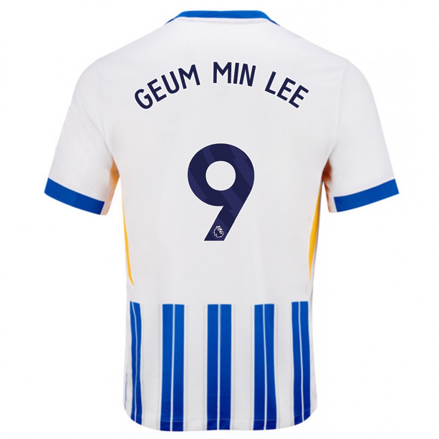 Niño Fútbol Camiseta Lee Geum-Min #9 Blanco Azul Rayas 1ª Equipación 2024/25 Argentina