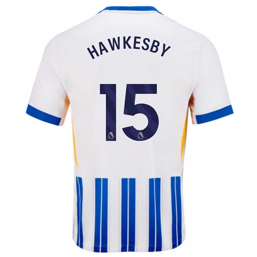 Niño Fútbol Camiseta Mackenzie Hawkesby #15 Blanco Azul Rayas 1ª Equipación 2024/25 Argentina