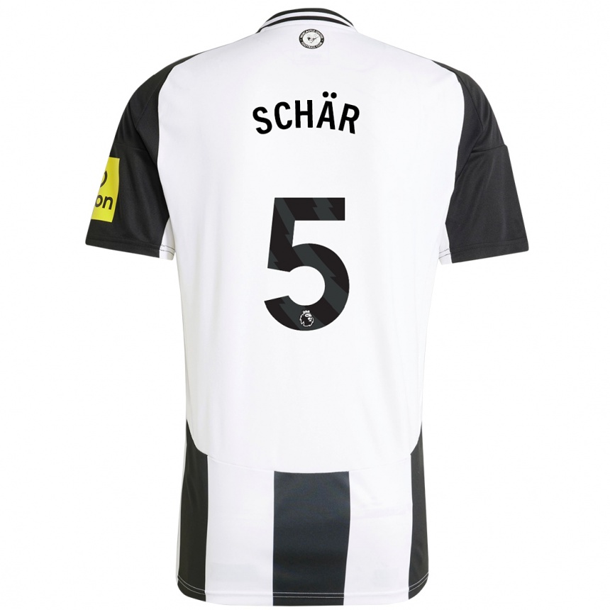 Niño Fútbol Camiseta Fabian Schär #5 Blanco Negro 1ª Equipación 2024/25 Argentina