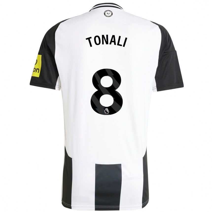 Niño Fútbol Camiseta Sandro Tonali #8 Blanco Negro 1ª Equipación 2024/25 Argentina