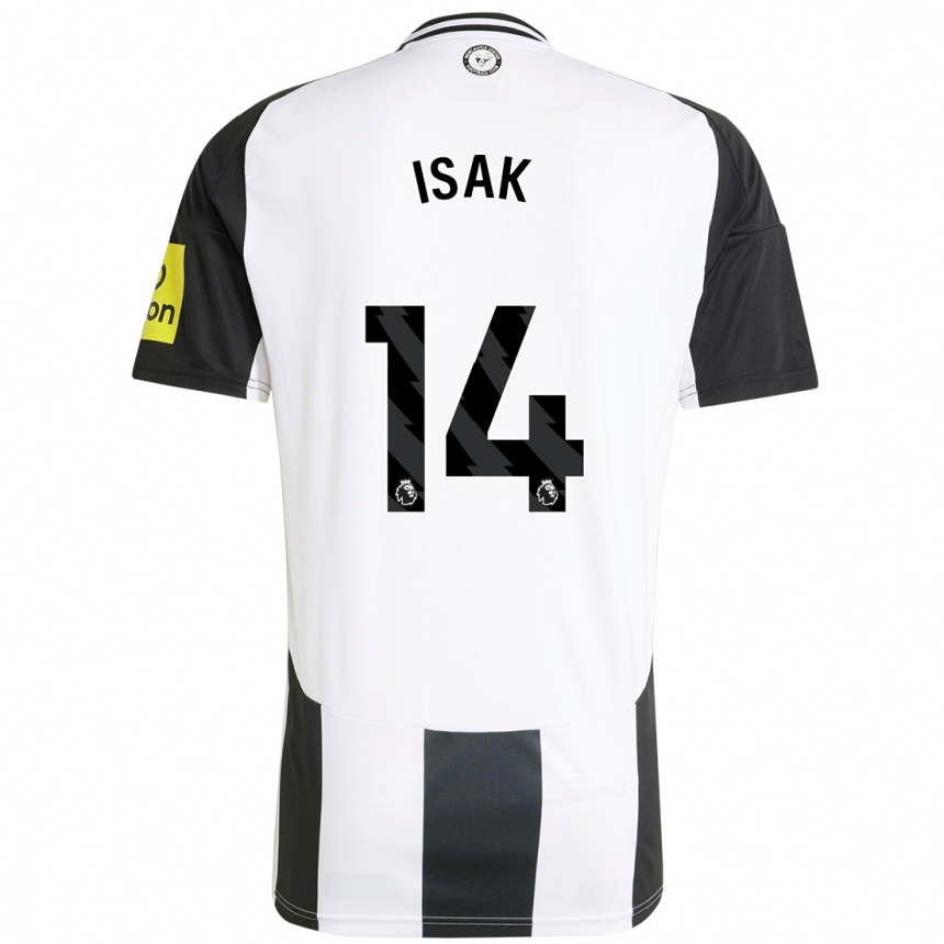 Niño Fútbol Camiseta Alexander Isak #14 Blanco Negro 1ª Equipación 2024/25 Argentina