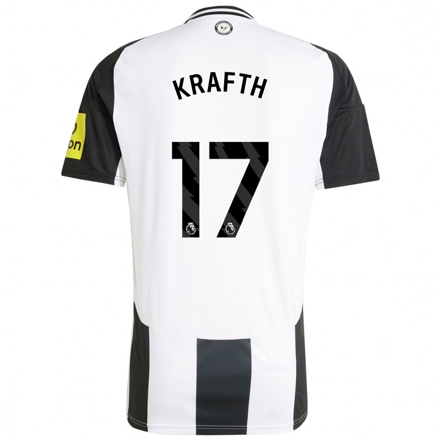 Niño Fútbol Camiseta Emil Krafth #17 Blanco Negro 1ª Equipación 2024/25 Argentina