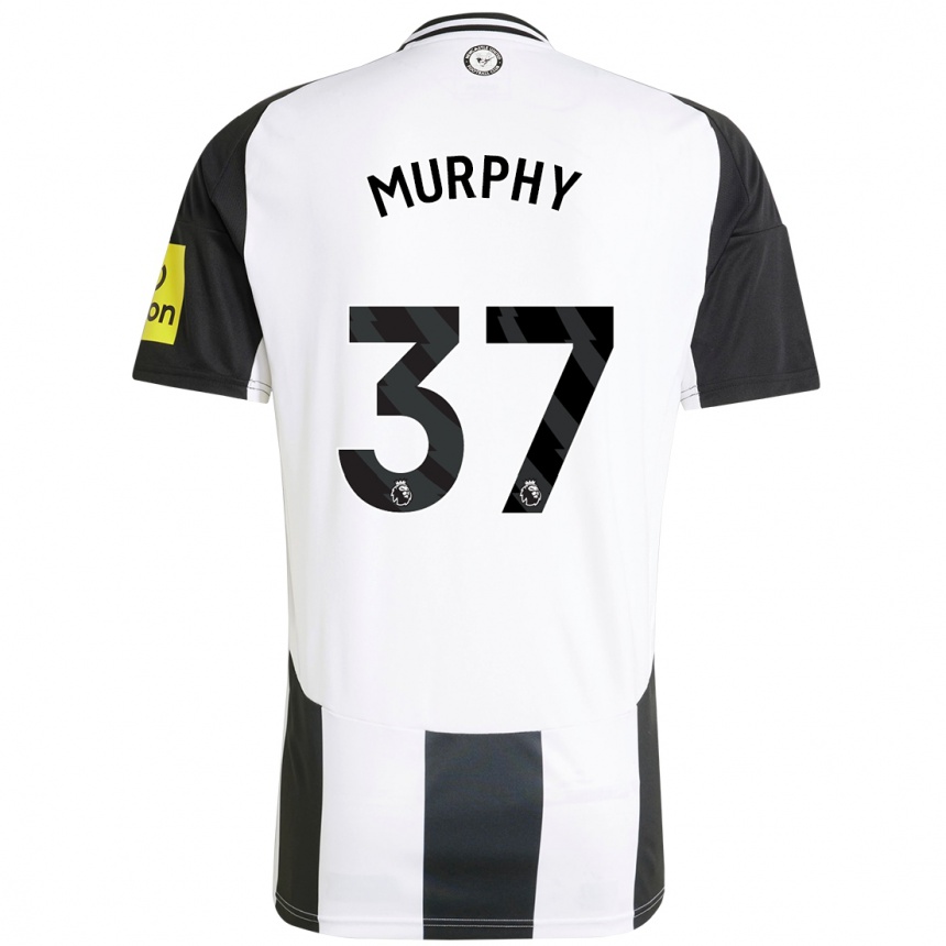 Niño Fútbol Camiseta Alex Murphy #37 Blanco Negro 1ª Equipación 2024/25 Argentina