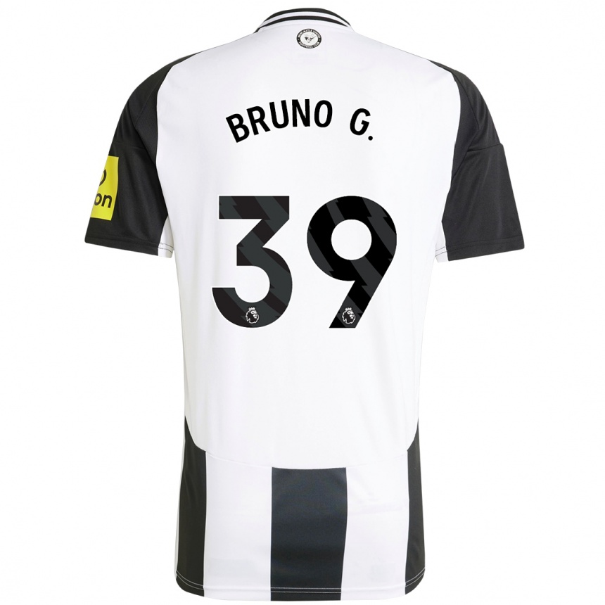 Niño Fútbol Camiseta Bruno Guimarães #39 Blanco Negro 1ª Equipación 2024/25 Argentina