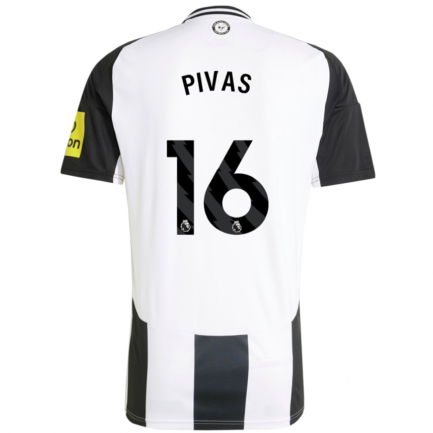 Niño Fútbol Camiseta Miodrag Pivas #16 Blanco Negro 1ª Equipación 2024/25 Argentina