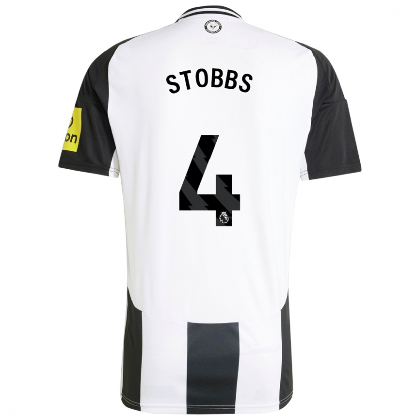 Niño Fútbol Camiseta Amber-Keegan Stobbs #4 Blanco Negro 1ª Equipación 2024/25 Argentina