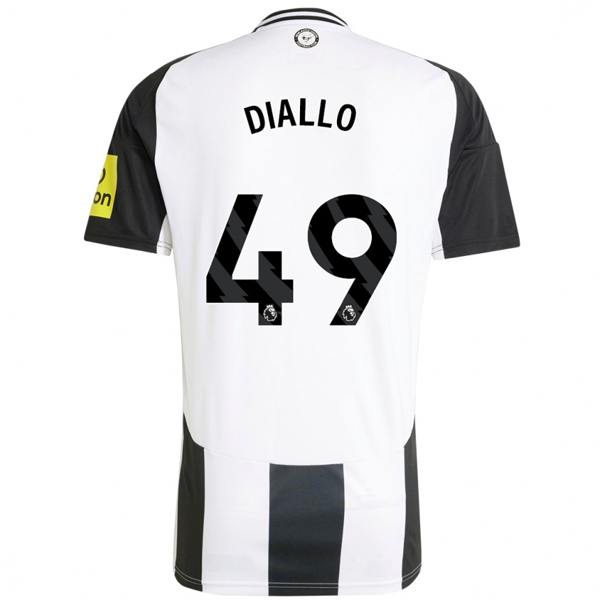 Niño Fútbol Camiseta Amadou Diallo #49 Blanco Negro 1ª Equipación 2024/25 Argentina