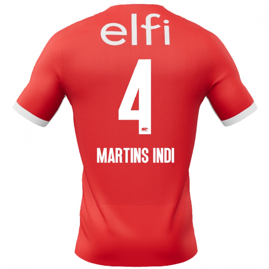 Niño Fútbol Camiseta Bruno Martins Indi #4 Rojo Blanco 1ª Equipación 2024/25 Argentina