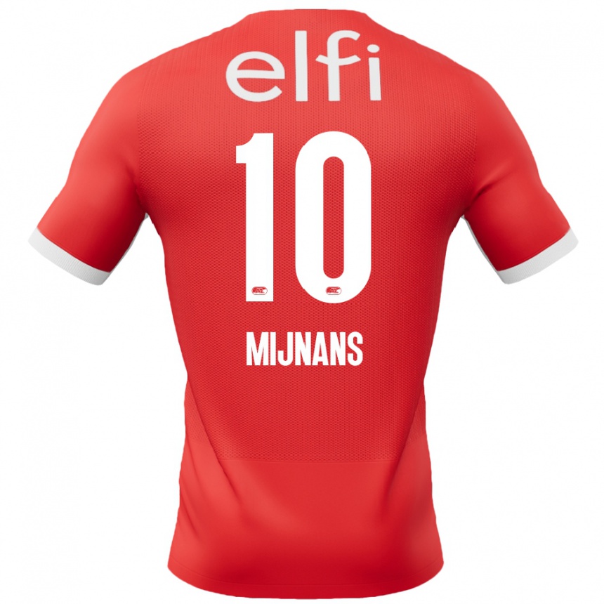 Niño Fútbol Camiseta Sven Mijnans #10 Rojo Blanco 1ª Equipación 2024/25 Argentina