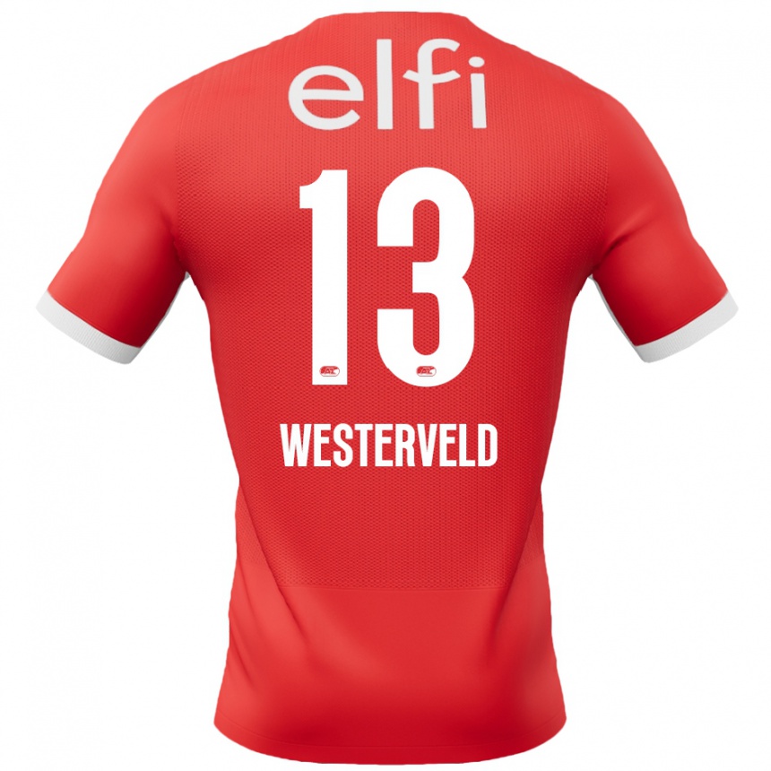 Niño Fútbol Camiseta Sem Westerveld #13 Rojo Blanco 1ª Equipación 2024/25 Argentina