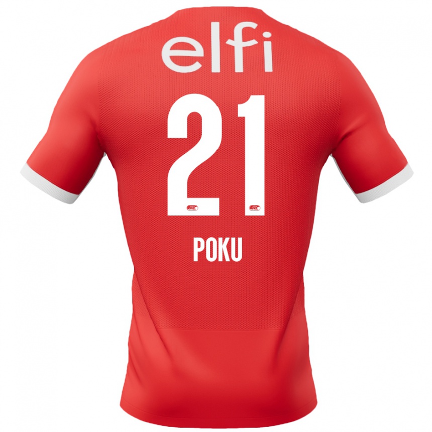 Niño Fútbol Camiseta Ernest Poku #21 Rojo Blanco 1ª Equipación 2024/25 Argentina