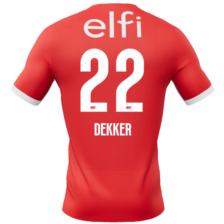 Niño Fútbol Camiseta Maxim Dekker #22 Rojo Blanco 1ª Equipación 2024/25 Argentina